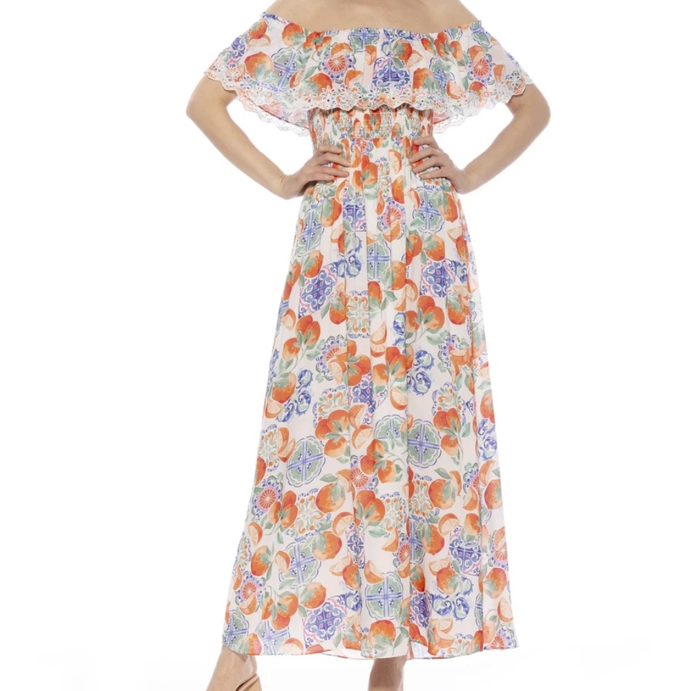 Alexia Admor Katya Summer Off The Shoulder Fruit Italy Dress - Size XS